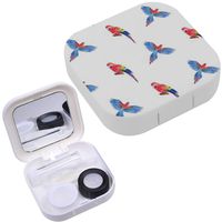 Portable Contact Lens Case Box Travel Kit Mirror + Bottle + Tweezers Container Holder [ Bird ]