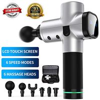 Massage Gun, Upgraded 6 Adjustable Speeds Handheld Vibration Deep Tissue Muscle Massager Device - with 6 Massage Heads and Portable Bag for Deep Muscle Tissue Massage