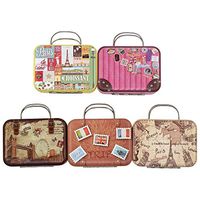 Baidercor 3" X 1" X 2" Portable Suitcase Tin Candy Favor Box Set of 5