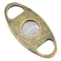 Cigar Cutter Stainless Steel Double Blade Guillotine Scissors Pocket Size Exquisite Engraving Patterns with Gift Box Gold