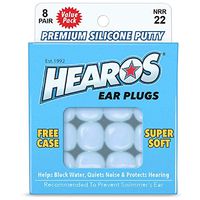 HEAROS Reusable Swimming Ear Plugs for Adults - One Size Fits All Mouldable Silicone Putty for Lasting Comfort; Waterproof Earplugs to Prevent Swimmers Ear, 8 Pairs with Case NRR 22 Hearing Protection