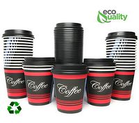 EcoQuality Durable Disposable Paper Cups & Dome Lids For Hot/Cold Drink, Coffee, Tea, Cocoa, Travel, Small 10 Ounce Cups, 120 Count Cups & Lids