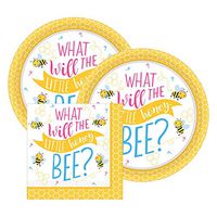 Little Honey Gender Reveal and Baby Shower Paper Dessert Plates and Paper Napkins, 16 Servings, Bundle- 3 Items