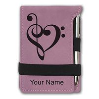 Mini Notepad, Music Heart, Personalized Engraving Included (Pink)