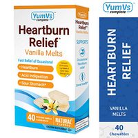 YUM-V's Complete Heartburn Relief, Antacid w/ Calcium Supplement (40 Ct), Chewable Vanilla Melts for Men and Women; Low Sugar, Vegan, Kosher, Halal, Gluten Free