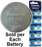 Panasonic CR1612 3V Lithium Coin Size Battery, on Tear Strip (Pack of 5)