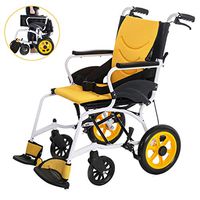 Wheelchair Elderly And Disabled Wheelchair, Portable With Double Shock Absorber Aluminum Alloy High-end Lightweight Attendant-Propelled Wheelchair Outdoor Sports Vehicle Chair Can Bear 170kg Yellow li
