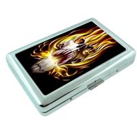 Metal Silver Cigarette Case Holder Box Skull Design-020