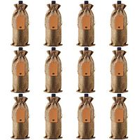 Mocoum Wine Bags Wine Gift Bags with Drawstrings, Single Reusable Wine Bottle Covers with Ropes and Tags (12 pack, Brown)