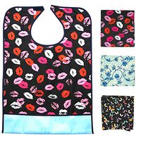 JINTAOFA Adult Bibs with Crumb Catcher Dining Reusable Clothing Protectors Adult Mealtime Protector Patient Bibs Waterproof Machine Washable Bib 3 Pack