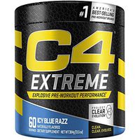 C4 Extreme Pre Workout Powder Icy Blue Razz | Sugar Free Preworkout Energy Supplement for Men & Women | 200mg Caffeine + Beta Alanine + Creatine | 60 Servings