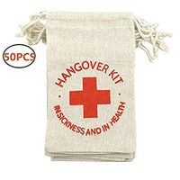 OZXCHIXU 50pcs 4 x 6 inch Hangover Kit Bags, Red Cross Bags Cotton Survival Kit Bag, Gifts Bags, Party, Wedding Decoration