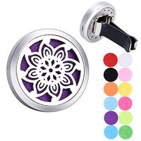 B&Y Car Air Freshener Aromatherapy Essential Oil Diffuser Vent Stainless Steel Locket with Clip Dragonfly 12 Colors Refill Pads