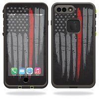 MightySkins Skin Compatible with Lifeproof iPhone 7 Plus - Thin Red Line | Protective, Durable, and Unique Vinyl Decal wrap Cover | Easy to Apply, Remove, and Change Styles | Made in The USA