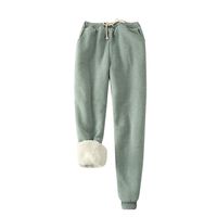 Dainzuy Women's Winter Fleece Pants Sherpa Lined Warm Sweatpants Thickening Active Running Jogger Trousers Green