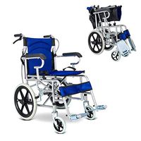 Portable Transport Wheelchair,with Folding Backrest and Hand Brakes Adjustable Handle Walker,with Seat Belt and Parking Function 17.7" Seat