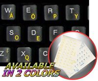 SVORAK KEYBOARD STICKERS WITH YELLOW LETTERING TRANSPARENT BACKGROUND