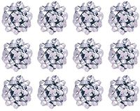 PMU Gift Bows Confetti, Large, Silver (12/Pkg) Pkg/1
