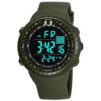 Fxbar,Mens Watches Rubber Strap Multifunction Digital Sports Watch Date and Week Display Automatic Watch (Army Green)