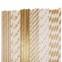 Shinny Foil Paper Straws (gold foil-chevron polka dot solid striped star, 25)