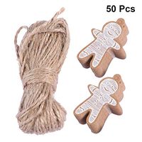 Amosfun 50 Pcs Christmas Snowman Kraft Paper Hanging Tags with 10m String Gift Baking Food Package Tags for Wedding Party