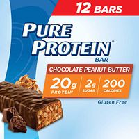 Pure Protein Bars, High Protein, Nutritious Snacks to Support Energy, Low Sugar, Gluten Free, Chocolate Peanut Butter, 1.76oz, 12 Pack