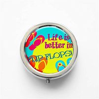 RhyNSky Life is Better in Flip Flops Mini Portable Pocket Purse Pill Box Case Pillbox, 3 Compartments, Silvery, 73