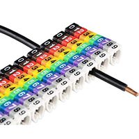 ezitown 0-9 Coded Clip on Plastic Cable Identification Wire Cord Cable Marker C shape (KN-60) suitable wire 6mm2 cable equal to AWG10 AWG9 cable out diameter 6-10mm 100 Pieces in releasable bag