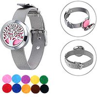 FUEGOELVES Essential Oil Diffuser Bracelet,Stainless Steel Aromatherapy Locket Bracelets 316L Surgical Stainless Steel