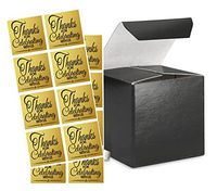 12pk 4 x 4 x 4" Black Gloss Gift Candy & Party Favor Boxes with Thank You for Celebrating with Us Stickers