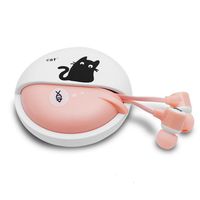 QearFun Stereo 3.5mm In Ear Cat Earphones Earbuds with Microphone With Earphone Storage Case For iPhone Samsung MP3 iPod PC Music (Pink)