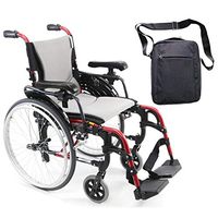 Karman S-Ergo 305 Ultra Lightweight Ergonomic Red Wheelchair, Quick Release Wheels, 18" Seat Width & Free Front Zip Pocket Medical Utility Bag Black!