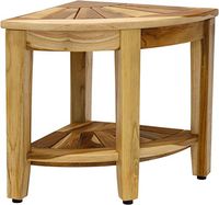 AquaTeak 15.5" Kai Corner Shield Teak Shower Bench with Shelf