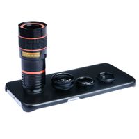 Apexel 4 in 1 Camera Lens 8X Telescope Lens/Fisheye Lens/Wide Angle Lens+Macro Lens with Back Cover Case for Samsung Galaxy S6 Edge Black