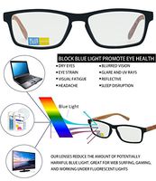 Anti Blue Light Block Glare Pro Computer Wood Prints Arms Reader Reading Glasses (Black/Wood Print, 1.25 Strength)