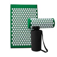 Cupressure Mat and Pillow Massage Set Chronic Back and Neck Pain Relief Full Body Massager Yoga Acupuncture Mat Cushion for Sciatica,Trigger Point Therapy, Stress Relief and Muscle Relaxation