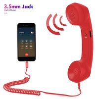 Cell Phone Handset,Retro Telephone Handset Anti Radiation Receivers 3.5MM for iPhone iPad,Mobile Phones,Computer Red