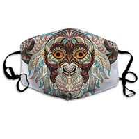 MELISSI Patterned Head of A Monkey On The Grunge Background Totem Tribal Wind Dust ma-SKS Reusable Safety Face Earloop Pollen Allergens