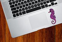 Yadda-Yadda Design Co. Purple Seahorse - Stained Glass Style - Vinyl Trackpad Tablet Decal - Copyright 2016 (1.25" w x 3" h) (Small, Purple, FACE Left)