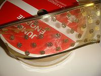 Sheer Gold Polka Dot Wired Ribbon 2 1/2 x 100 ft