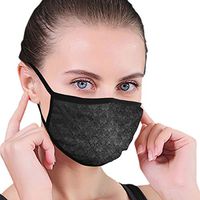 YOFFYO Anti Allergy Adjustable Elastic Band Mouth Covers for Women Men Kids, Black Elegant Ornaments Texture Warm Half Face Mouth Cover for Dust, Camping - Anti Pet Hair Allergy