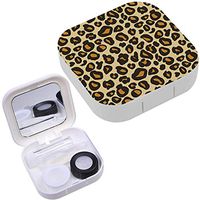 Portable Contact Lens Case Box Travel Kit Mirror + Bottle + Tweezers Container Holder [ Leopard Cheetah Skin ]