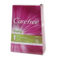 Carefree Pantiliners for Thongs with Stay Put Wings, Unscented, Regular 49 ea
