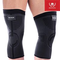 Mava Sports Knee Compression Sleeve Support for Men and Women - Perfect for Powerlifting, Weightlifting, Running, Gym Workout, Squats and Pain Relief (Black Lines, XXX-Large)