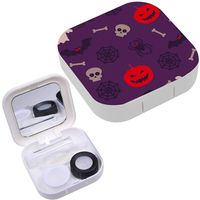 Portable Contact Lens Case Box Travel Kit Mirror + Bottle + Tweezers Container Holder [ Halloween Cartoon ]