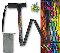 Foldable Walking Cane Colorful Musical Rainbow Notes Pattern Soft Grip Collapsible Lightweight Travel BFunkyMoblity