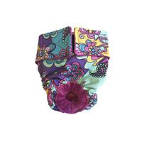 Barkertime Cat Diapers - Made in USA - Mystic Flower on Purple Washable Cat Diaper, S, with Tail Hole for Piddling, Spraying or Incontinent Cats