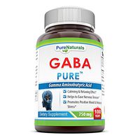 Pure Naturals GABA 750 Mg, Veggie Capsules -Promotes Positive Mood & Reduces Stress* -Helps to Ease Nervous Tension* -Calming & Relaxing Effect* (100Count)