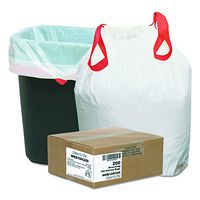 Webster 1DK200 Hexene Resin Draw'n Tie Heavy Duty Waste Can Liner, Kitchen, 0.9 Mil, Flat Seal, 27.38" x 24.5", in Individually Folded Dispensing Bag, White (Pack of 200)