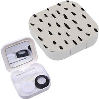 Portable Contact Lens Case Box Travel Kit Mirror + Bottle + Tweezers Container Holder [ Handsketched Artistic ]